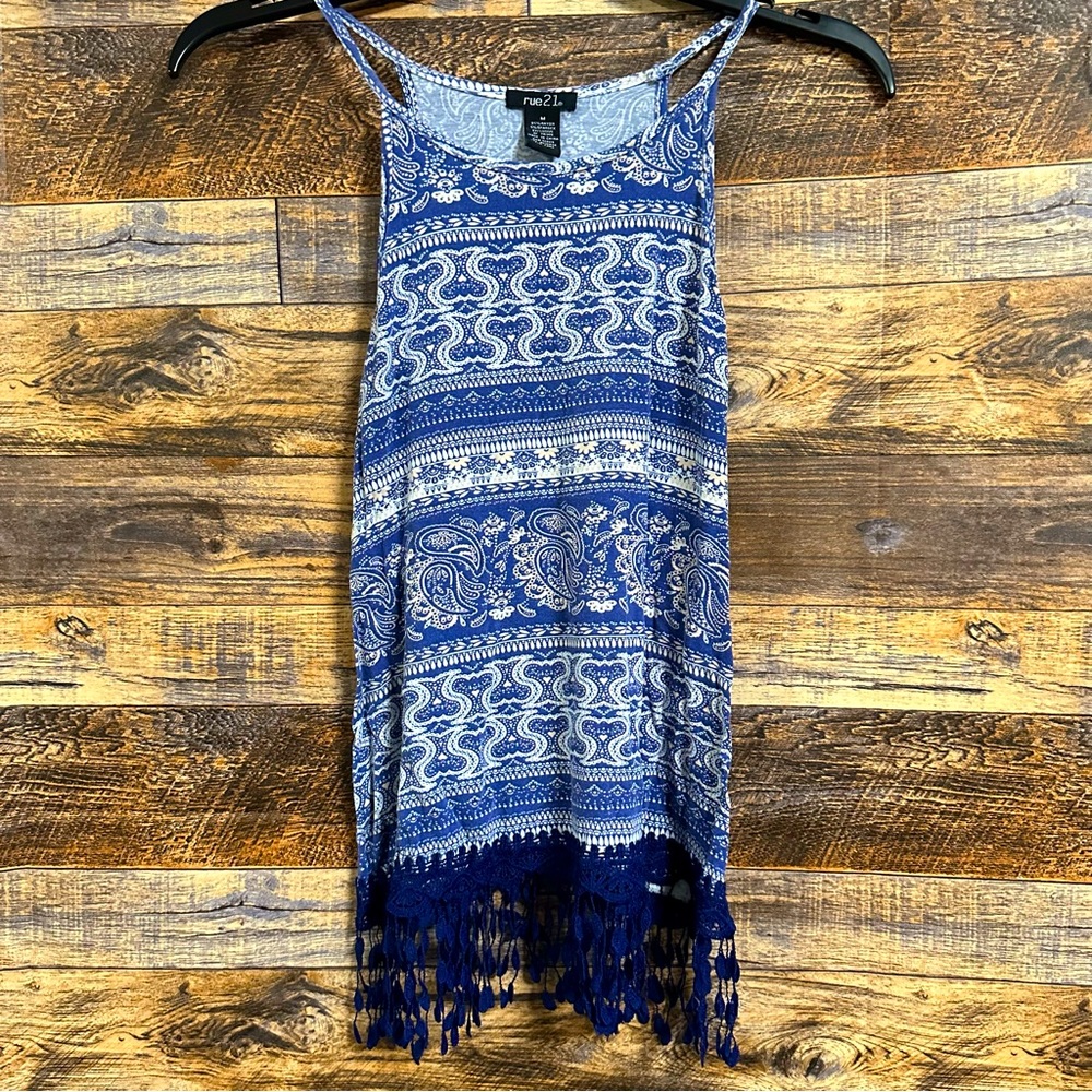Rue21 | Blue/White Halter Neck Tank Top (size M) 💙